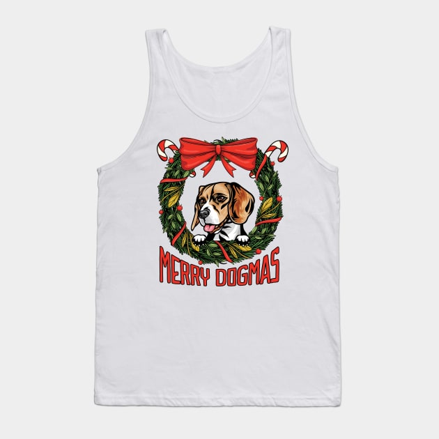 Merry Dogmas Christmas Beagle Dog Owner Tank Top by Way Down South